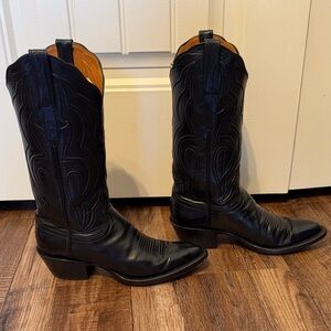 Lucchese Black Leather Cowboy Boots EUC